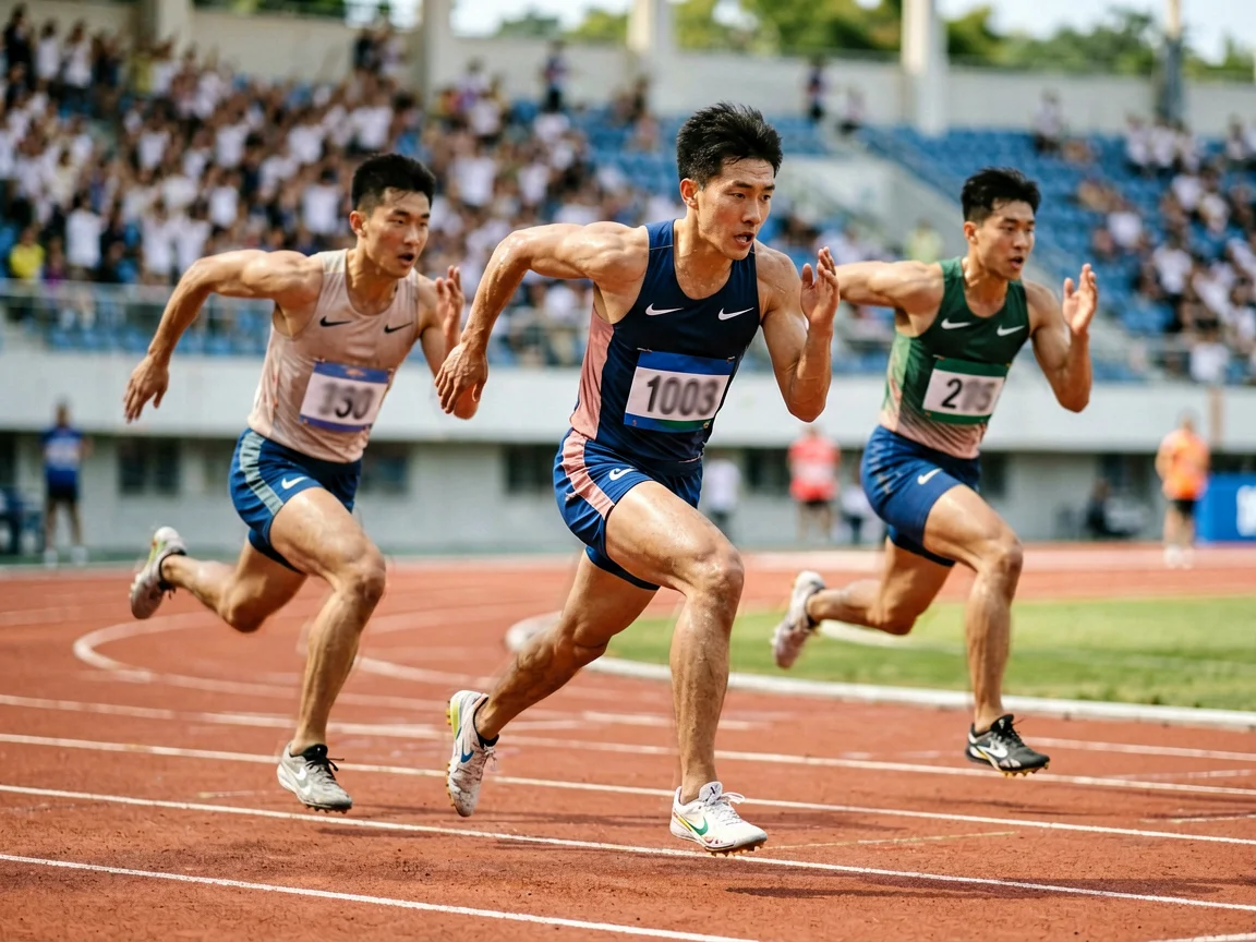 田径选手赛场奋力冲刺